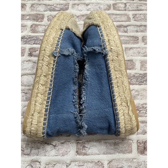 Saint + Sofia Ivy Frayed Espadrille Pumps Blue Chic Canvas Platform EU 38 US 7.5 - Picture 6 of 9